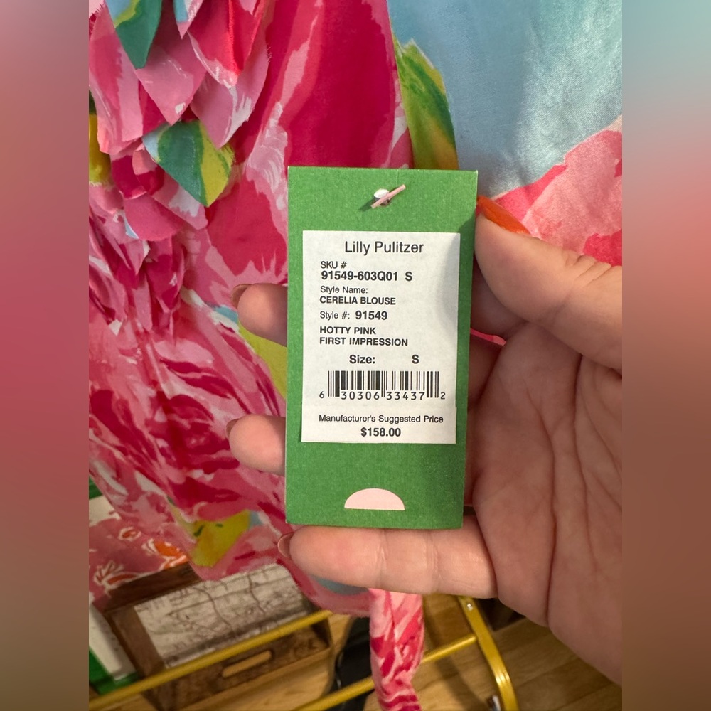 Lilly Pulitzer Chella Blouse in Pink and Green - NWT - Picture 2 of 5
